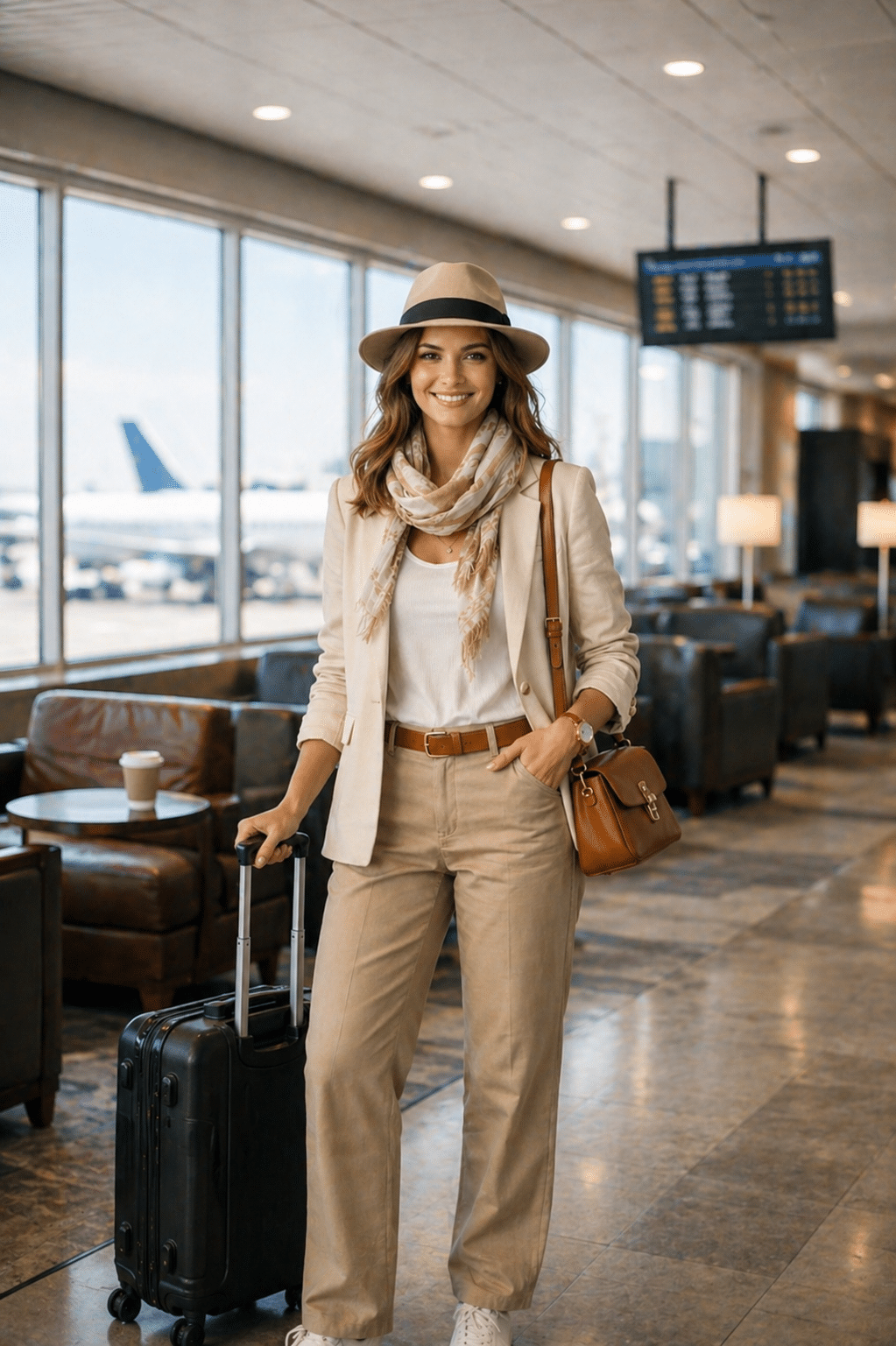 Chic and comfortable travel outfit ideas women for airport style and city exploring