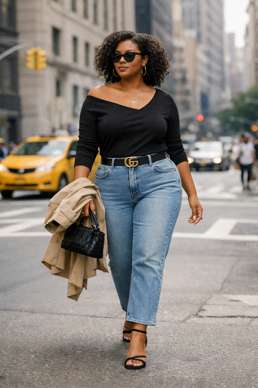 Midsize woman wearing wide-leg trousers and fitted tank for midsize outfit ideas 2026