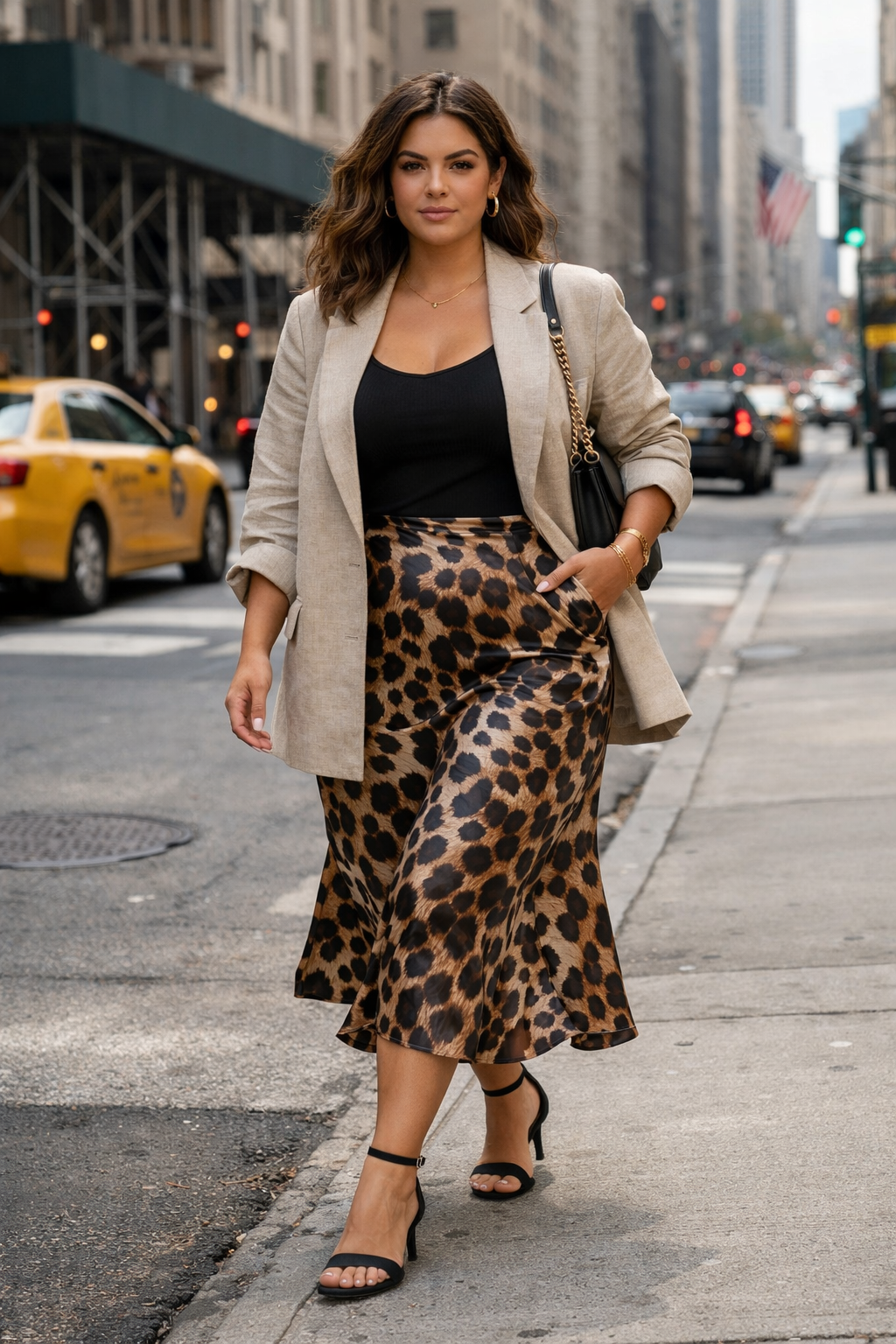 Monochrome matching knit set styled for midsize outfit ideas 2026 with cozy coordinated top and skirt