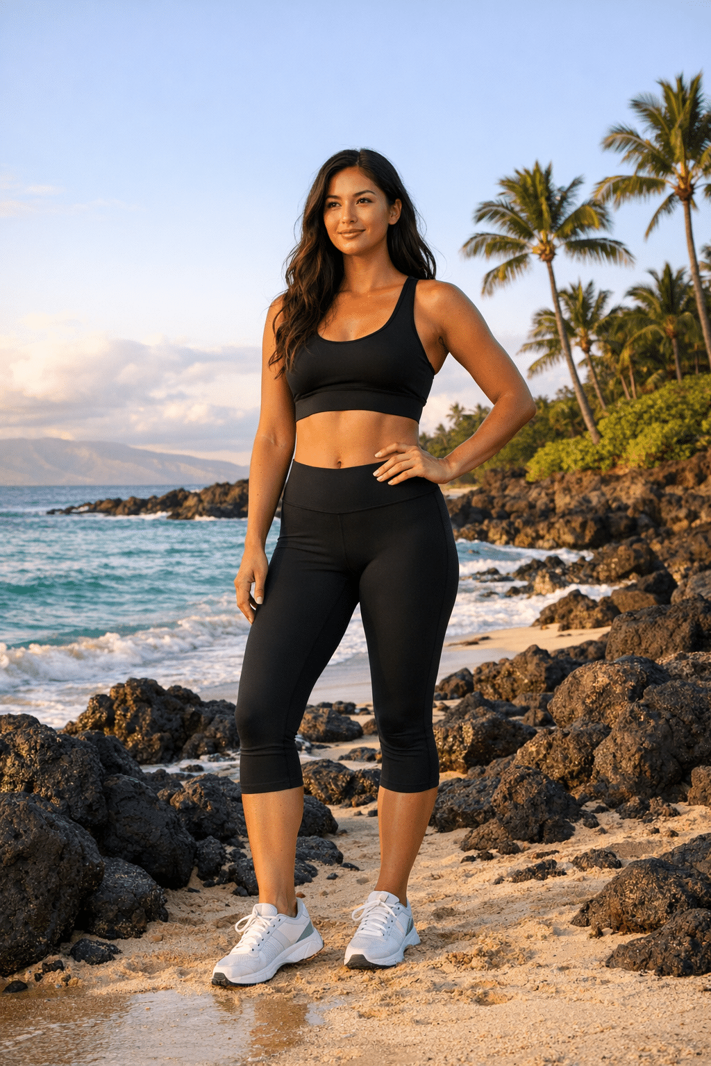 Breathable athletic set with cropped leggings, perfect for hawaii vacation outfits and tropical adventures