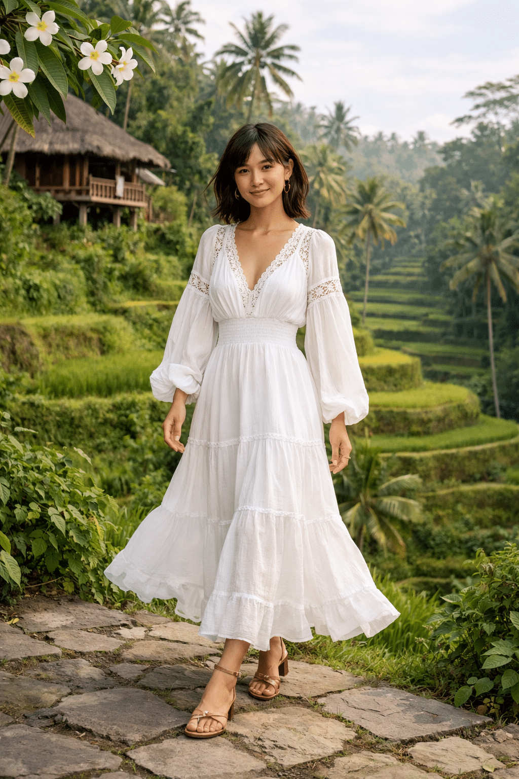 Stylish outfit perfect for Bali honeymoon outfits, showcasing tropical vibes and elegance for your romantic getaway.