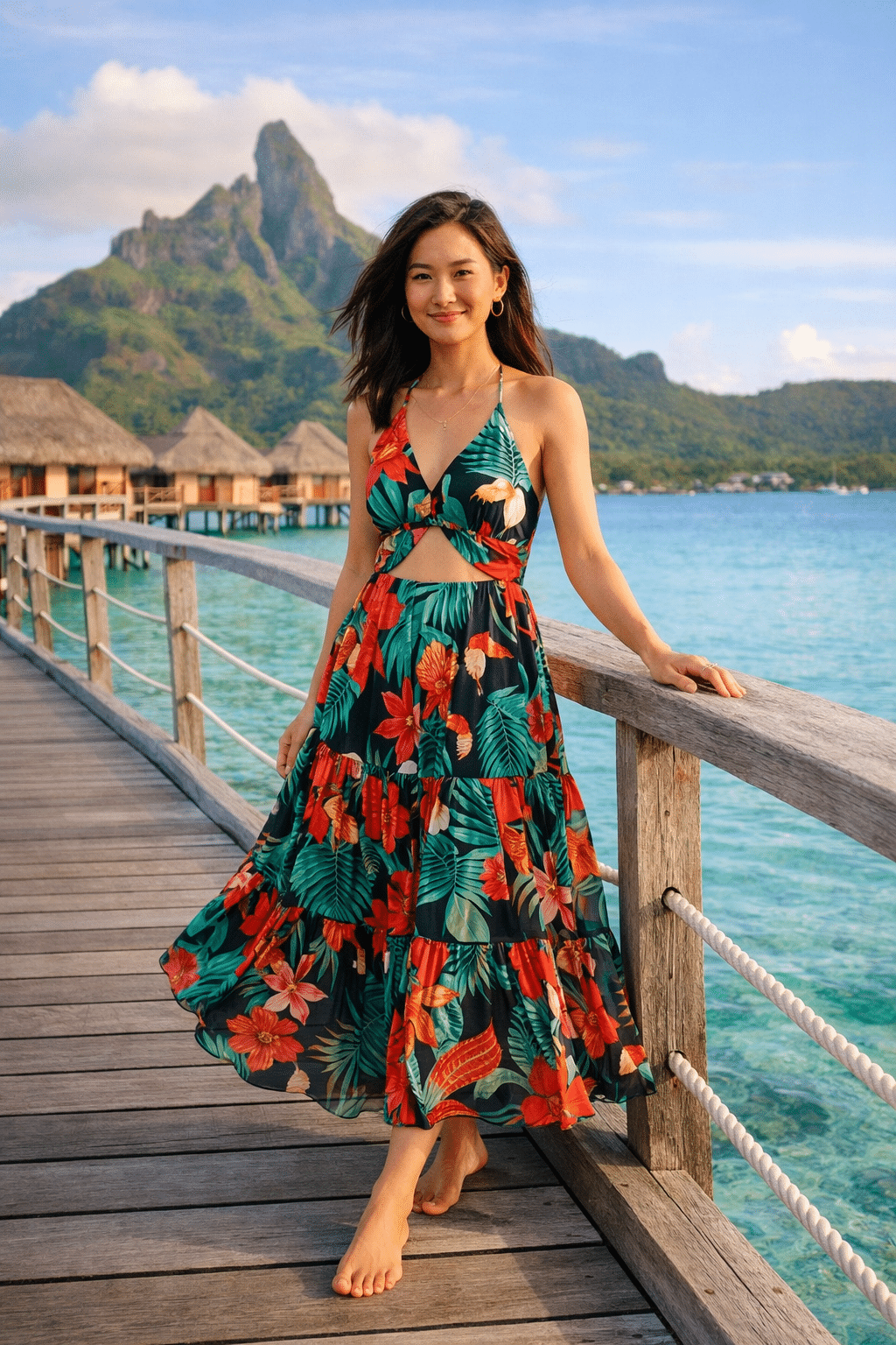 Stylish outfit for Bora Bora honeymoon outfits, perfect for romantic beach strolls and tropical adventures.