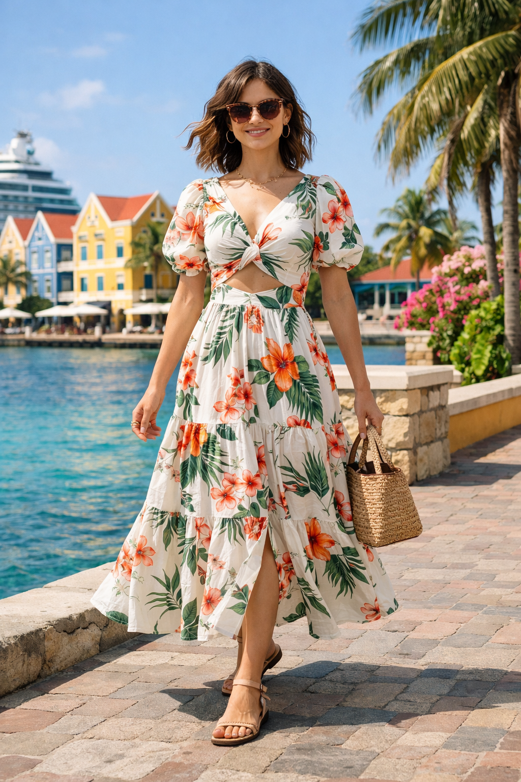 Stylish outfit for Caribbean cruise outfits, perfect for a tropical destination getaway.