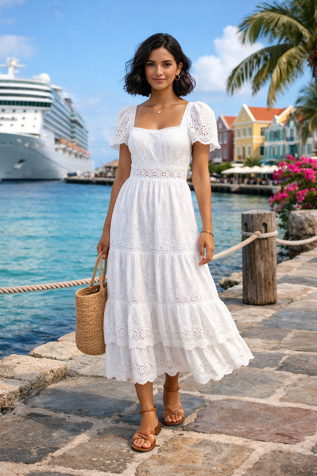 Stylish outfit for a Caribbean cruise, perfect for embracing the tropical vibes and island adventures.