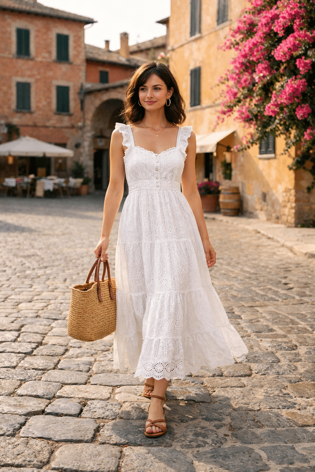 Stylish outfit for an Italy honeymoon, perfect for exploring charming streets and romantic landscapes.
