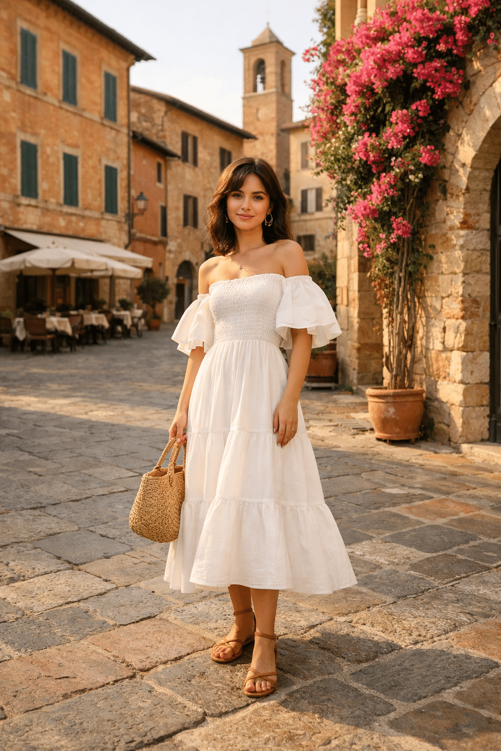 Stylish outfit perfect for Italy honeymoon outfits, showcasing elegant fashion choices for romantic getaways.