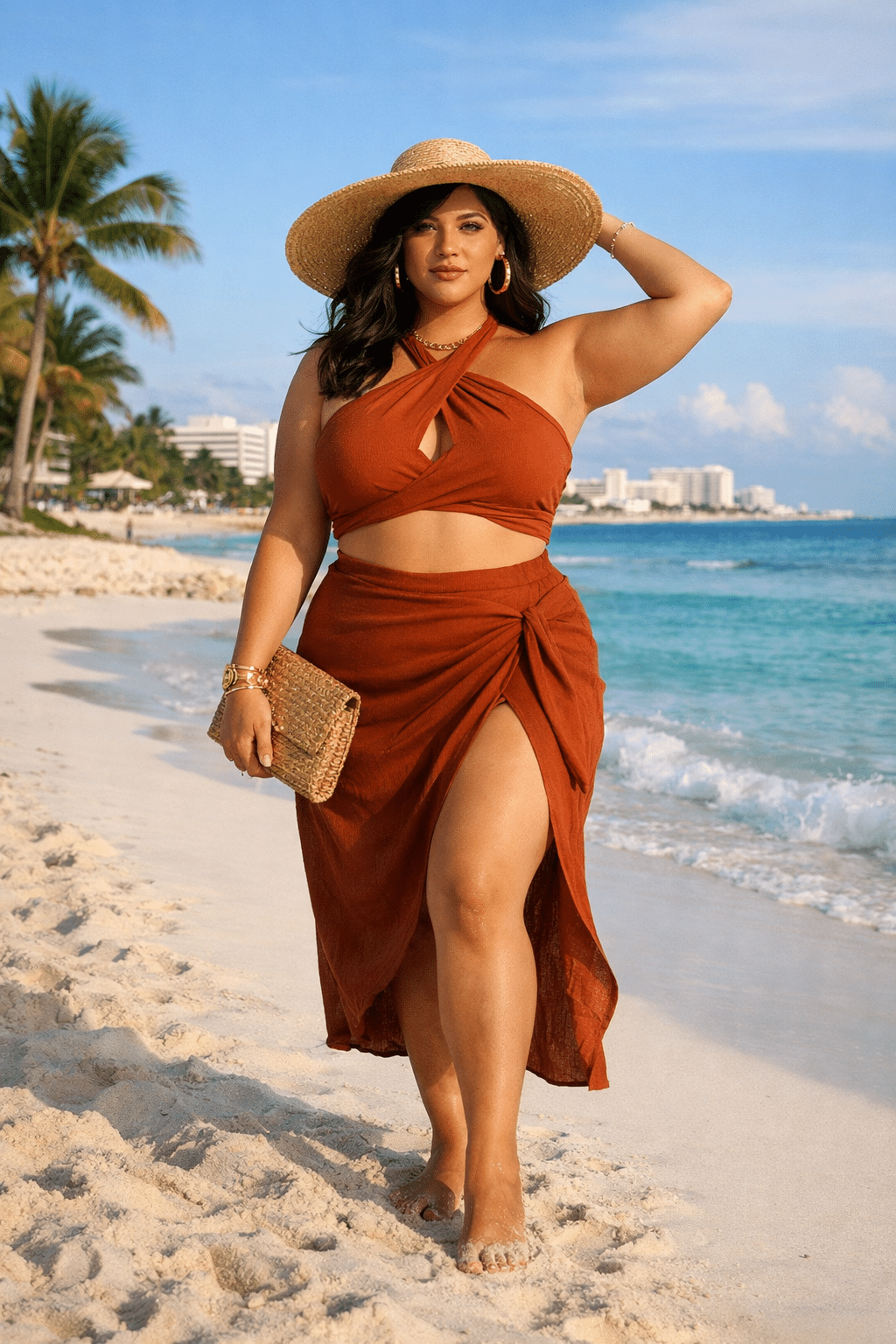 Plus size Cancun outfits showcasing a trendy and stylish outfit perfect for tropical getaways. Plus size Cancun outfits showcasing a trendy and stylish outfit perfect for tropical getaways.