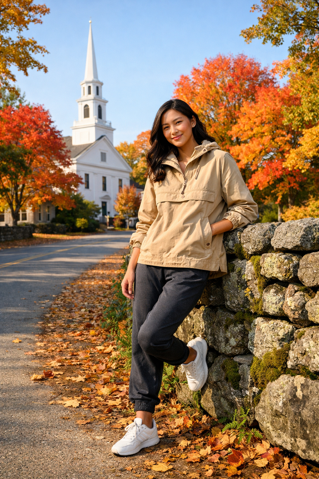 New England fall outfits: sand water-resistant anorak with charcoal joggers, ready for your destination New England fall outfits: sand water-resistant anorak with charcoal joggers, ready for your destination