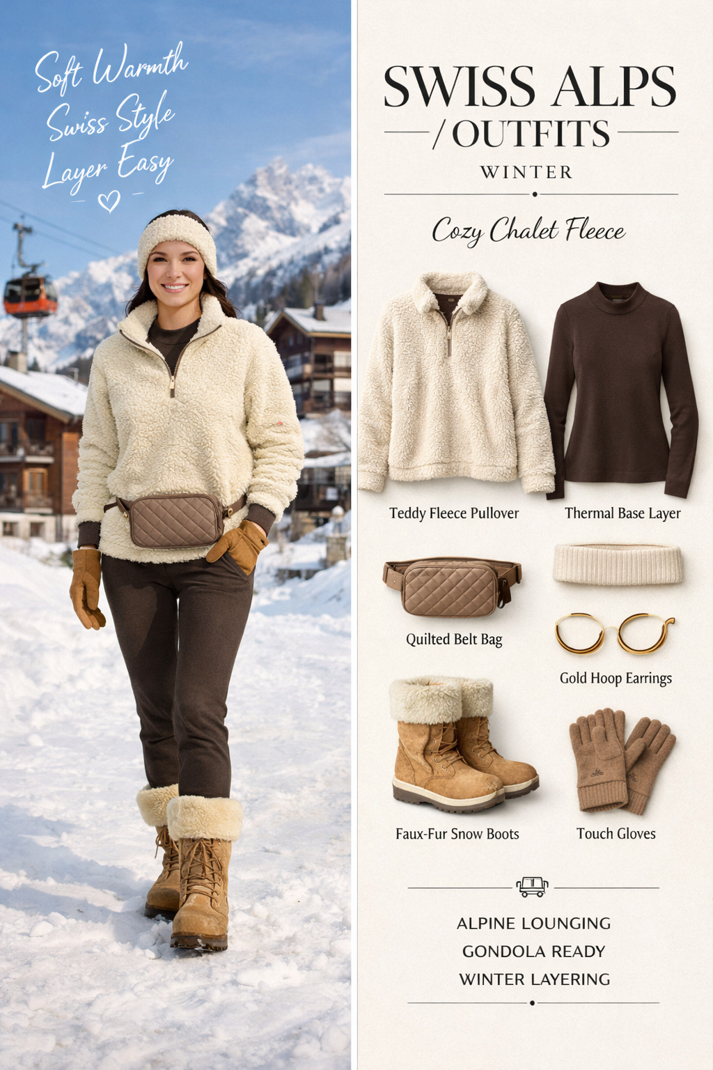 Cream teddy fleece pullover for swiss alps winter outfits in the Alps destination Cream teddy fleece pullover for swiss alps winter outfits in the Alps destination