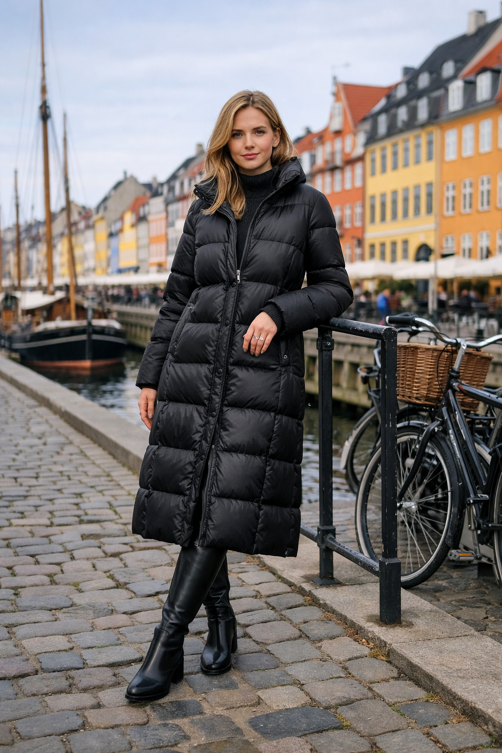 Black quilted puffer coat and leather boots for copenhagen outfits—perfect in Copenhagen Black quilted puffer coat and leather boots for copenhagen outfits—perfect in Copenhagen